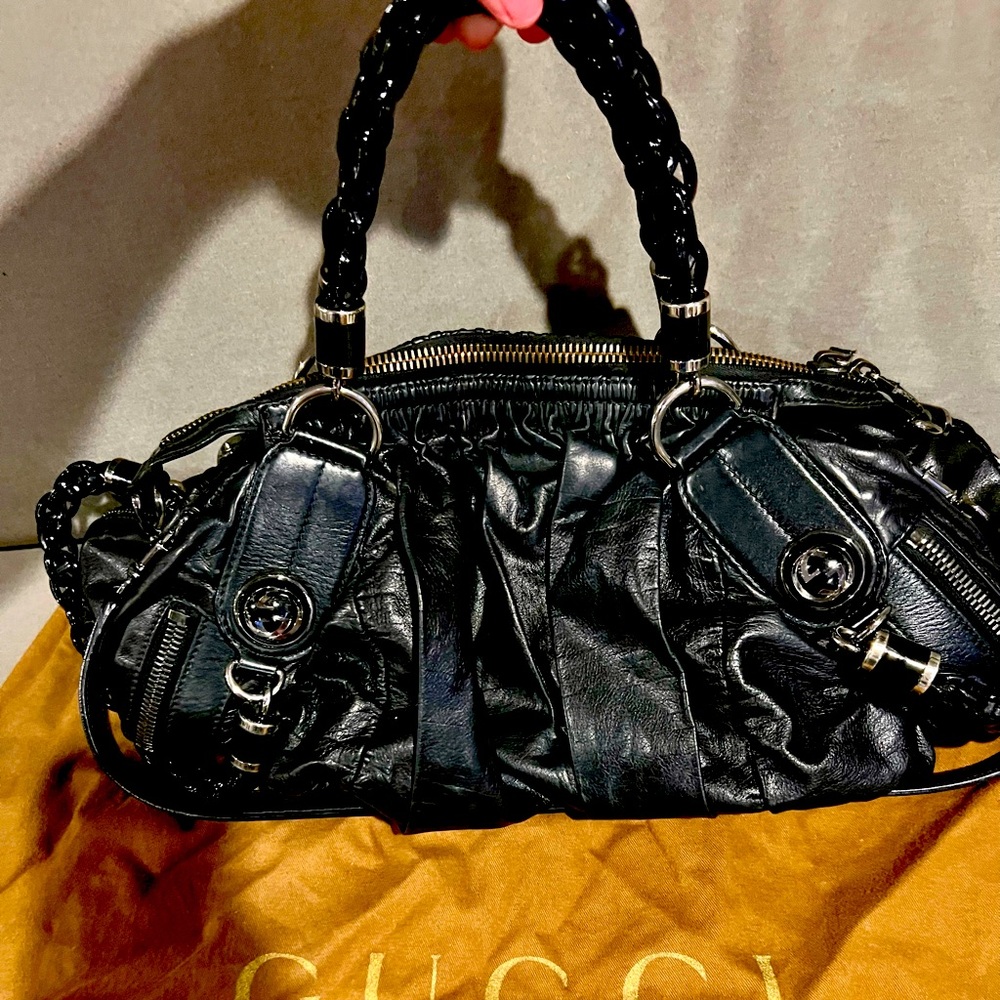 Authentic Black Gucci Galaxy Hobo Bag